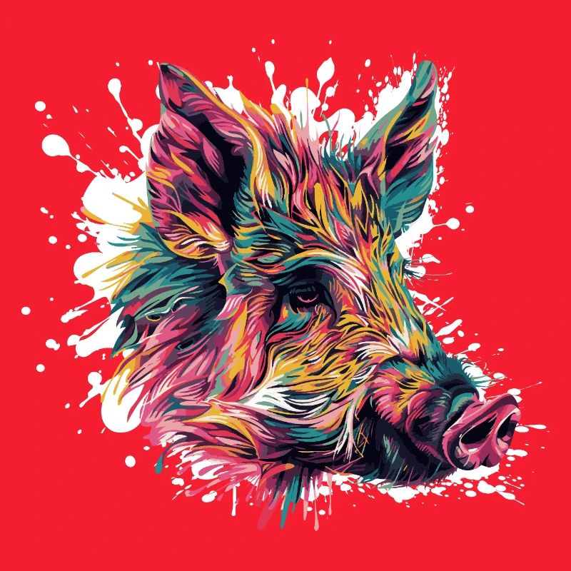 Explosion de couleur Portrait de sanglier