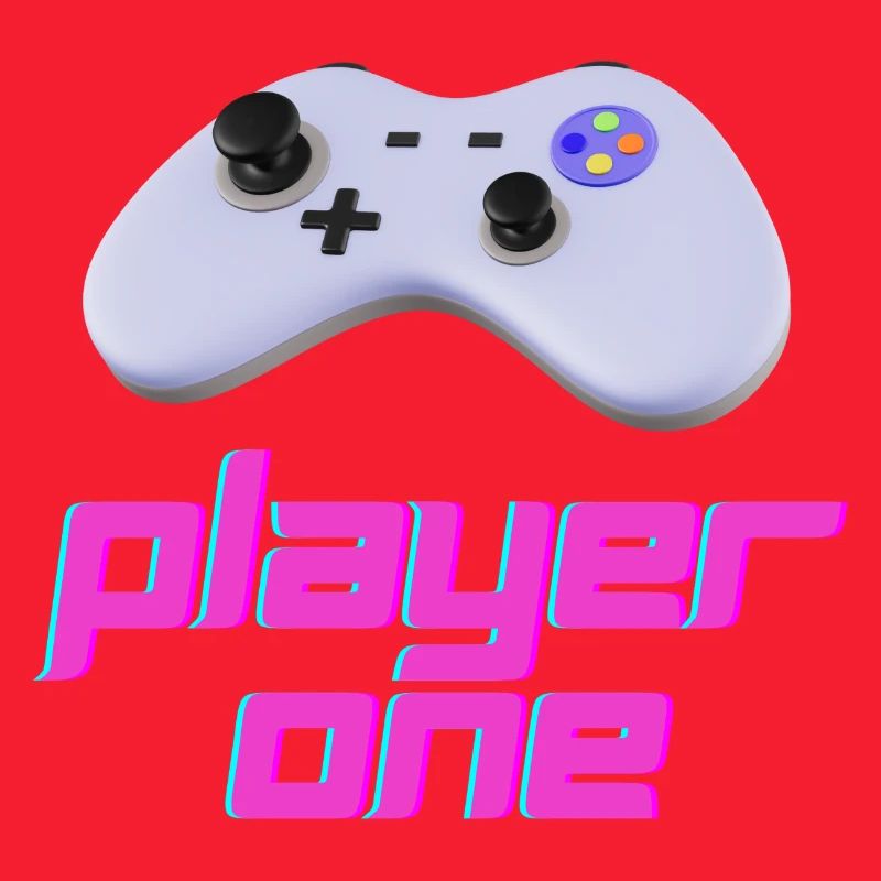 Neon Retro Controller Spieler Eins