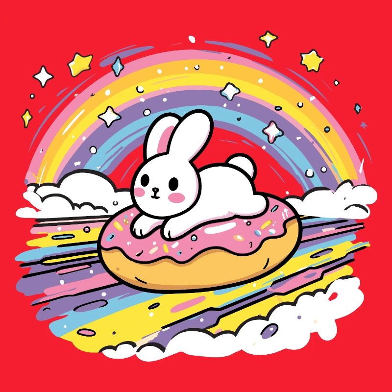 Rabbit on donut rainbow