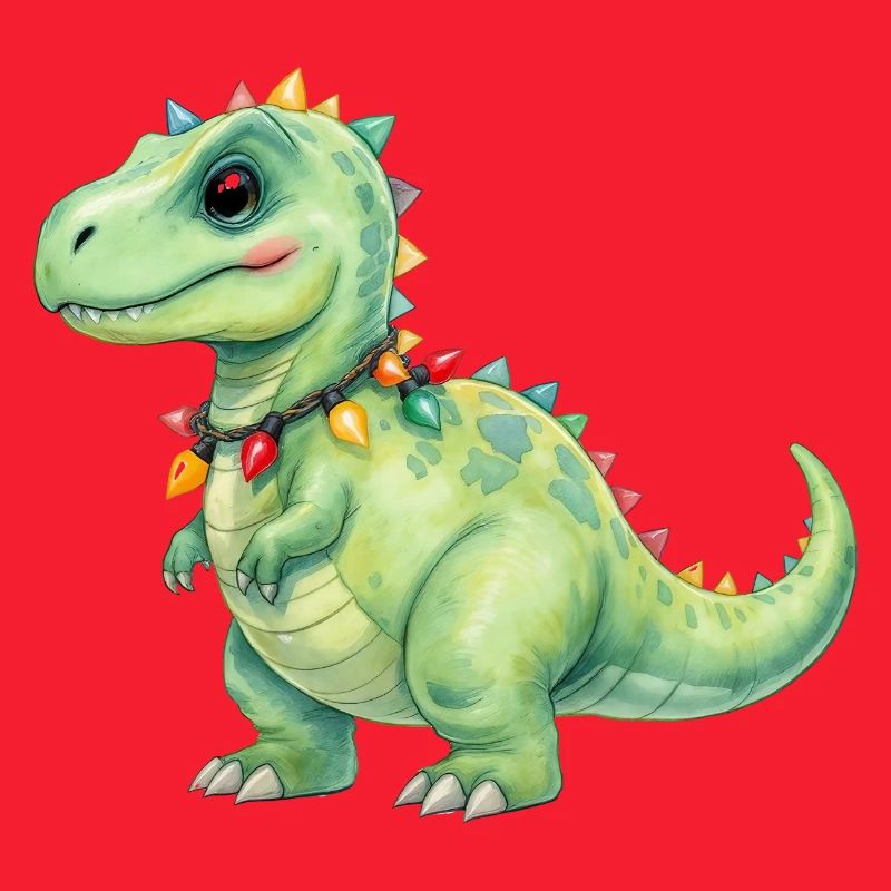 Bunter Dino mit Lichterkette