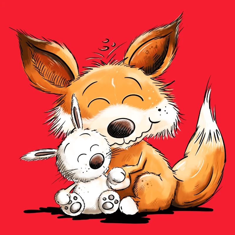 Fuchs Mit Hase Freundschaft Team Wildtier