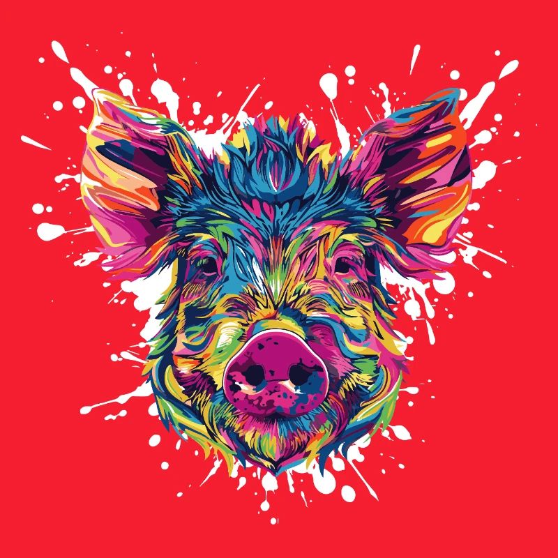 Colour explosion pig's head