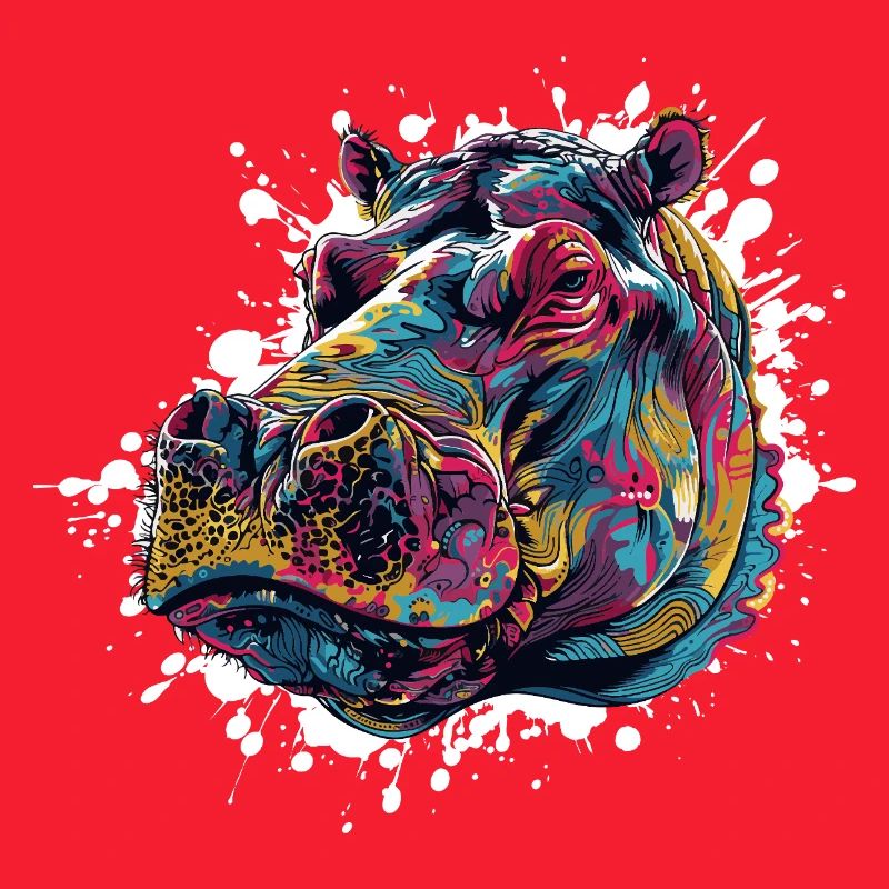 Bunter Hippo Farbspritzer