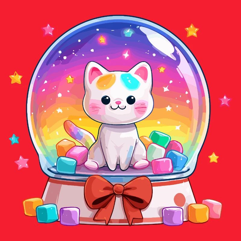 Regenbogen Katzen Snowglobe