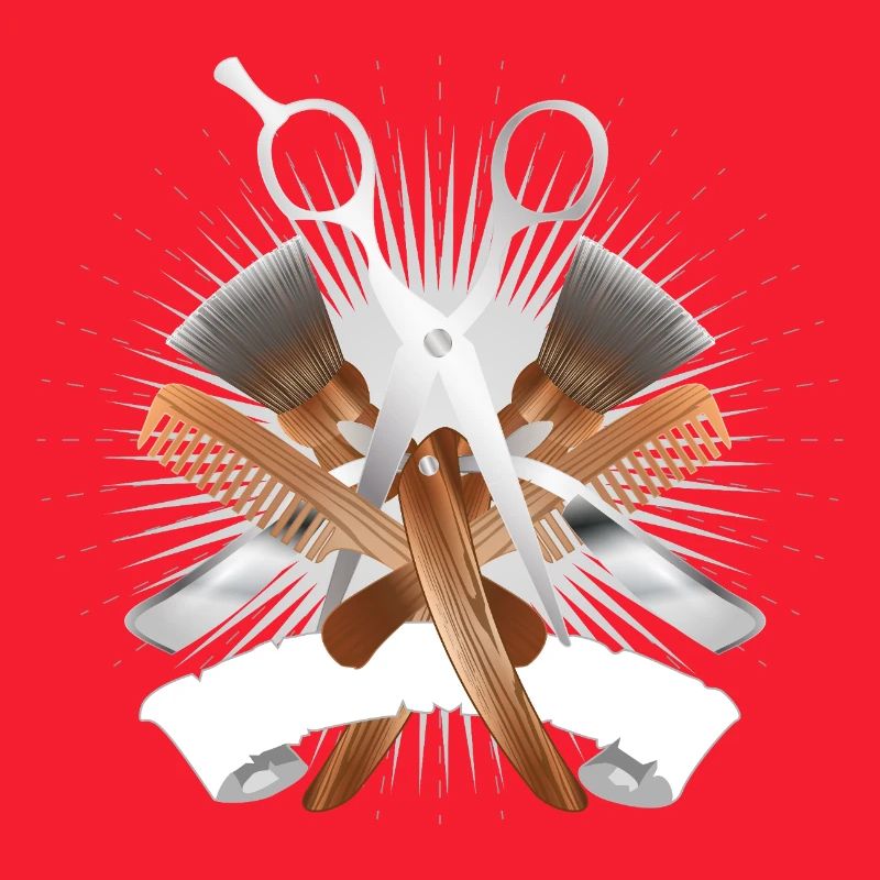 Motif élégant de barbier avec ciseaux et outils