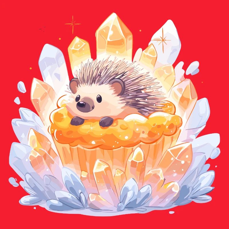 Hérisson en cristal dans un cupcake