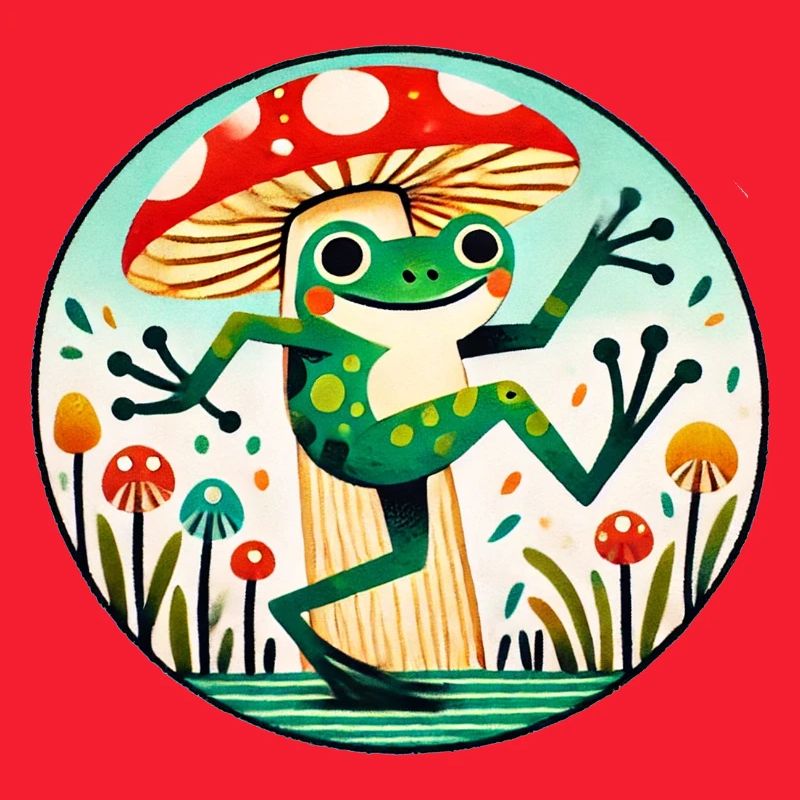 Mushroom Frog Whimsy Circle
