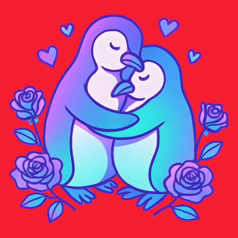 Liebesduo Pinguine im Rosengarten