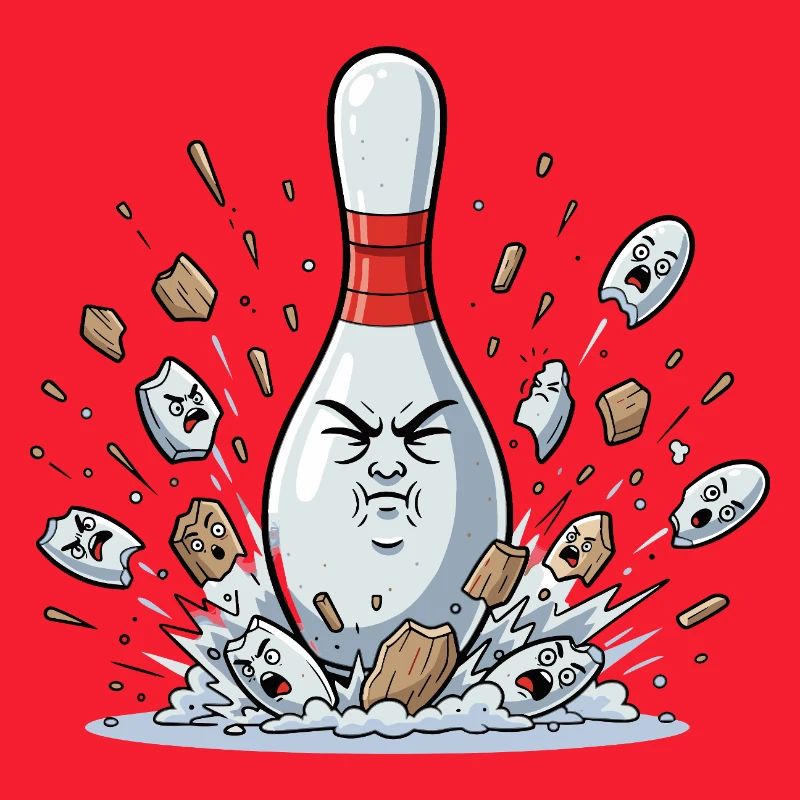 Dessin animé explosif de quilles de bowling