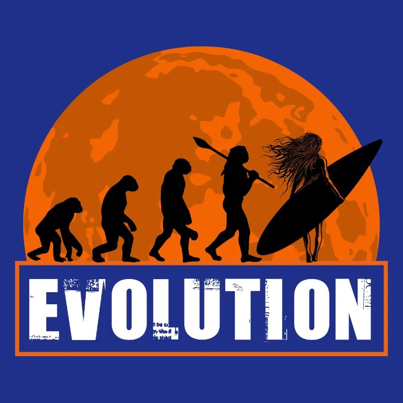 Évolution de la silhouette vintage du coucher de soleil surf