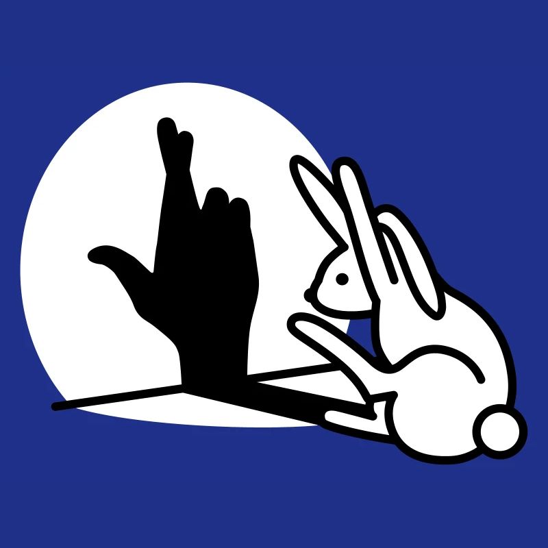 Funny rabbit hand shadow crossing fingers