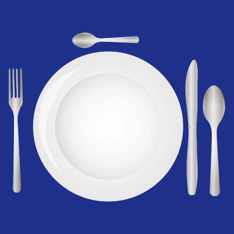 Table setting with empty plate & cutlery