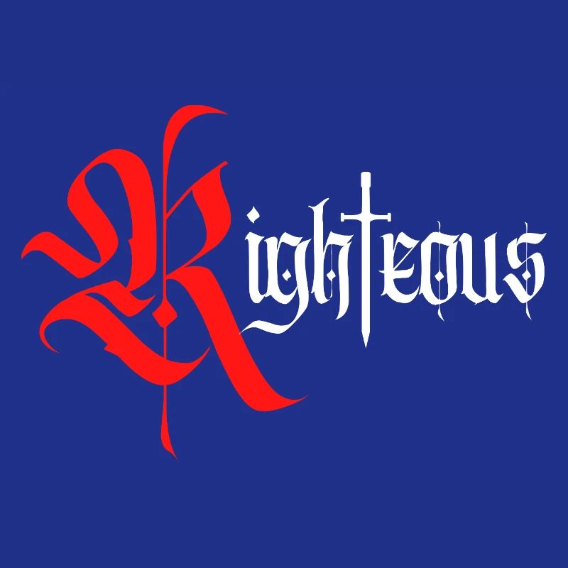 Gothique Righteous Design avec épée avec texte blanc