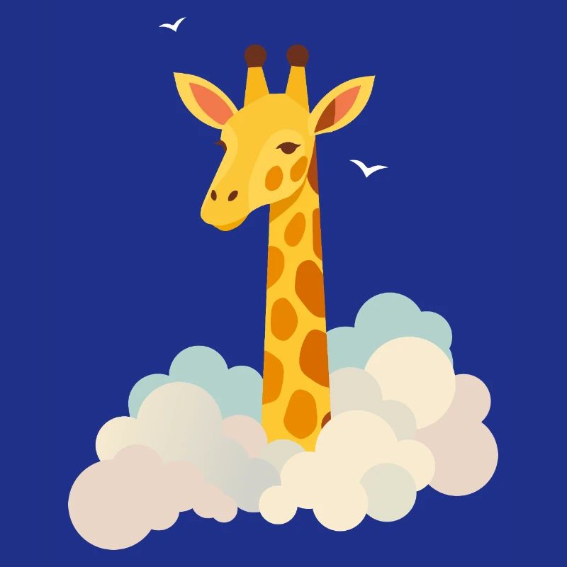 Gentle giraffe above the clouds – Dreamlike motif