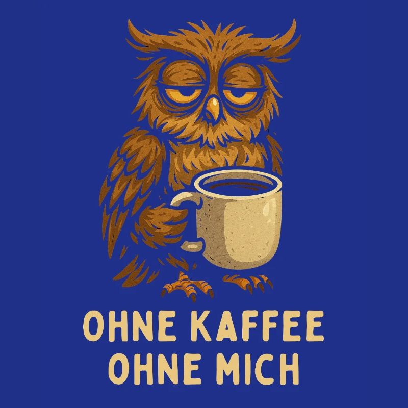 Nickernde Eule mit Kaffee