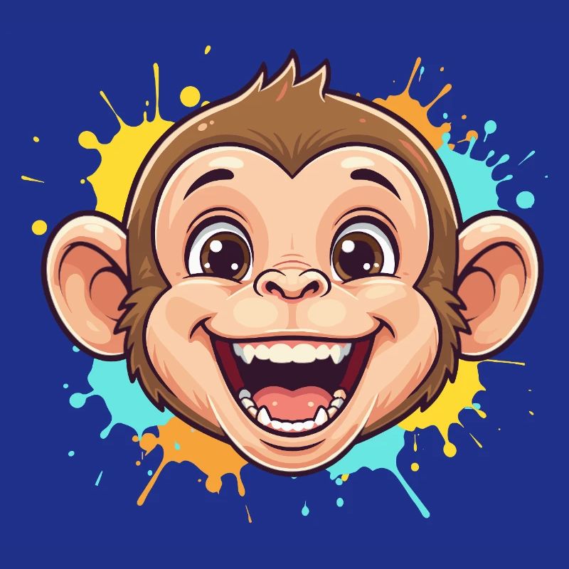 Singe joyeux avec des éclaboussures de peinture