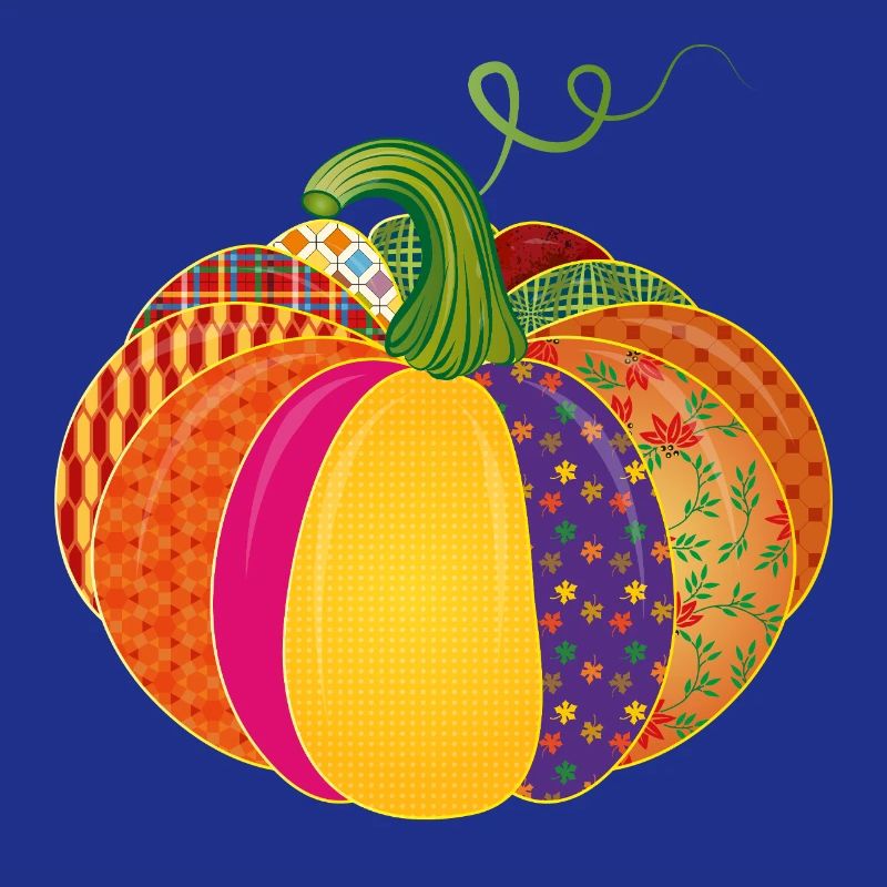 Patchwork Pumpkin – Colorful Patterned Autumn Decoration