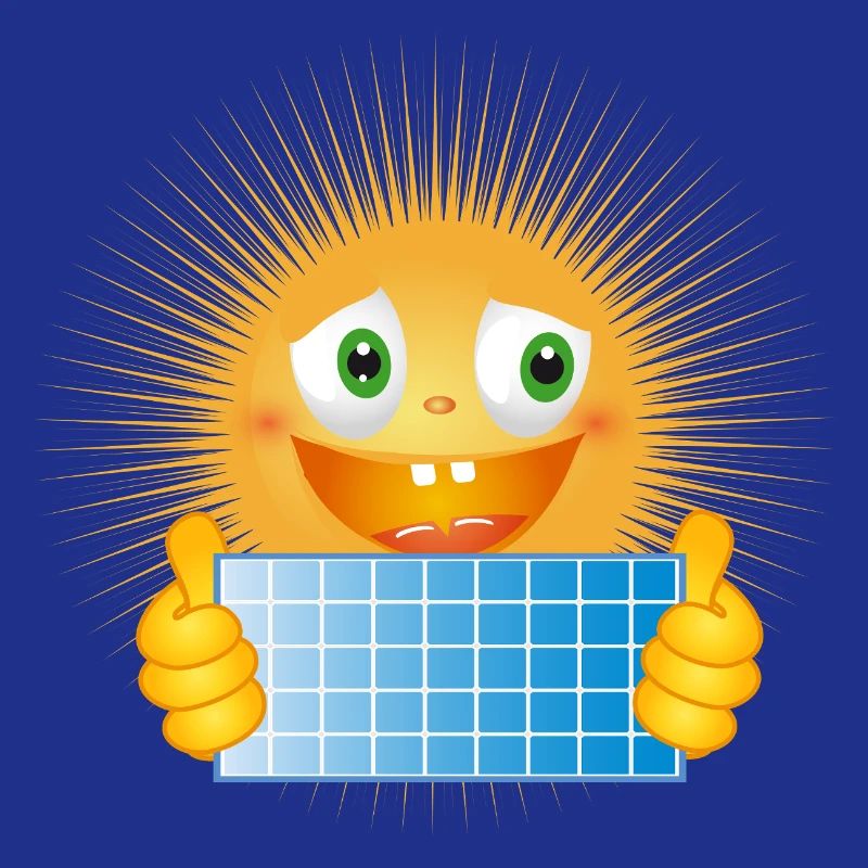 Bright sun with solar panel