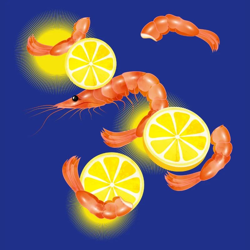 Garnelen oder Shrimps mit Zitronen Scheiben