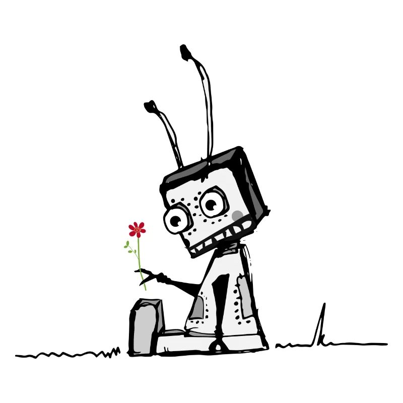 Un robot avec une fleur