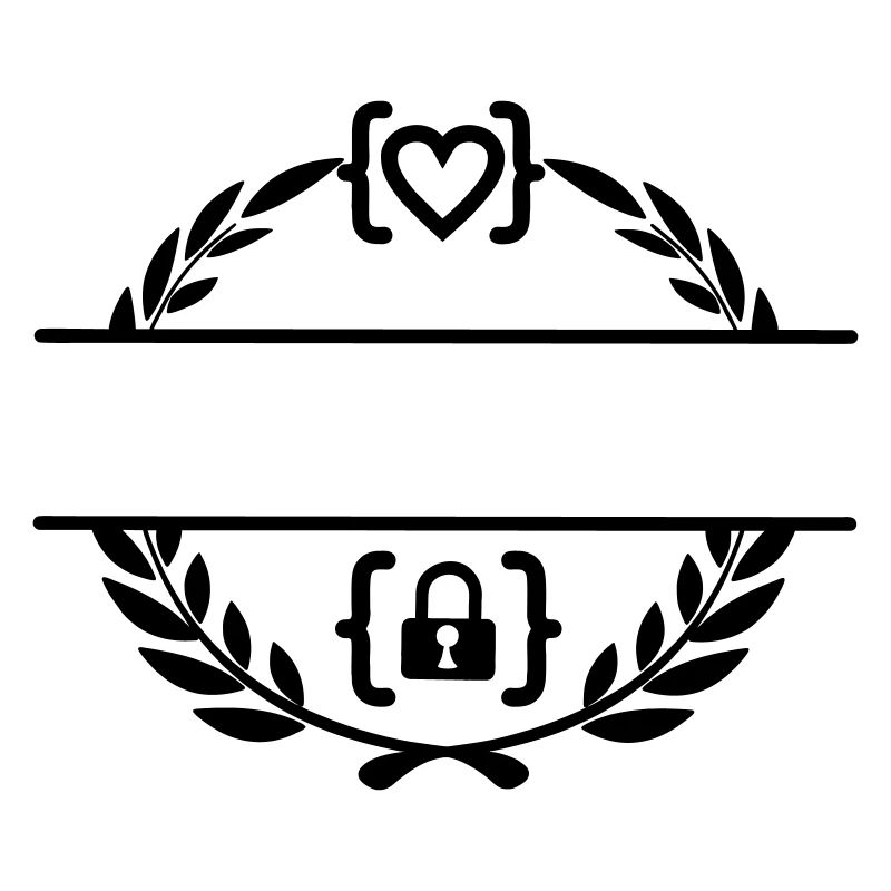 Code with heart and code with lock in laurel wreath m