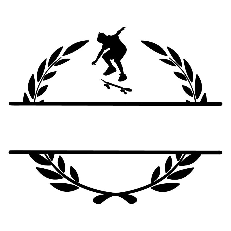 Skateborder dans un monogramme de couronne de laurier