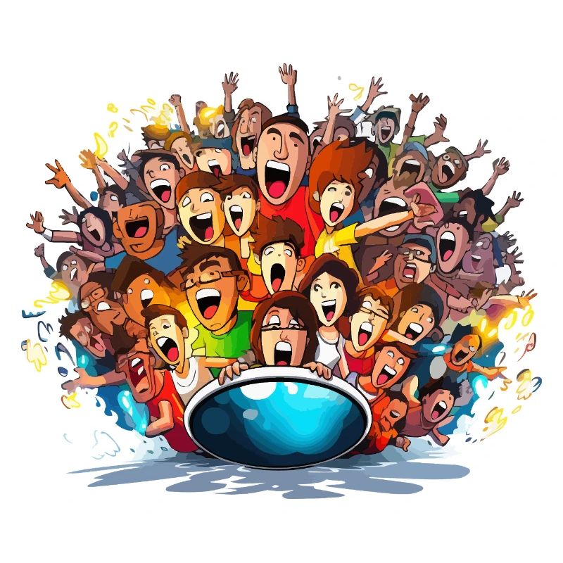 Jubelnde Massen auf Boot