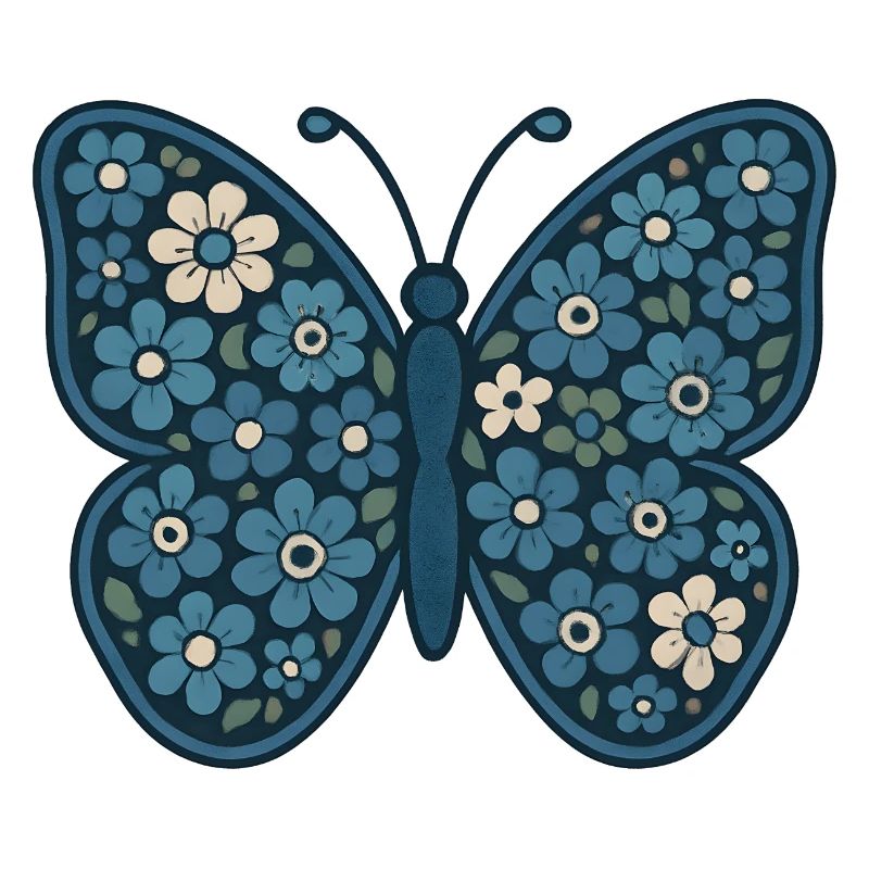 Blue Floral Butterfly Pattern
