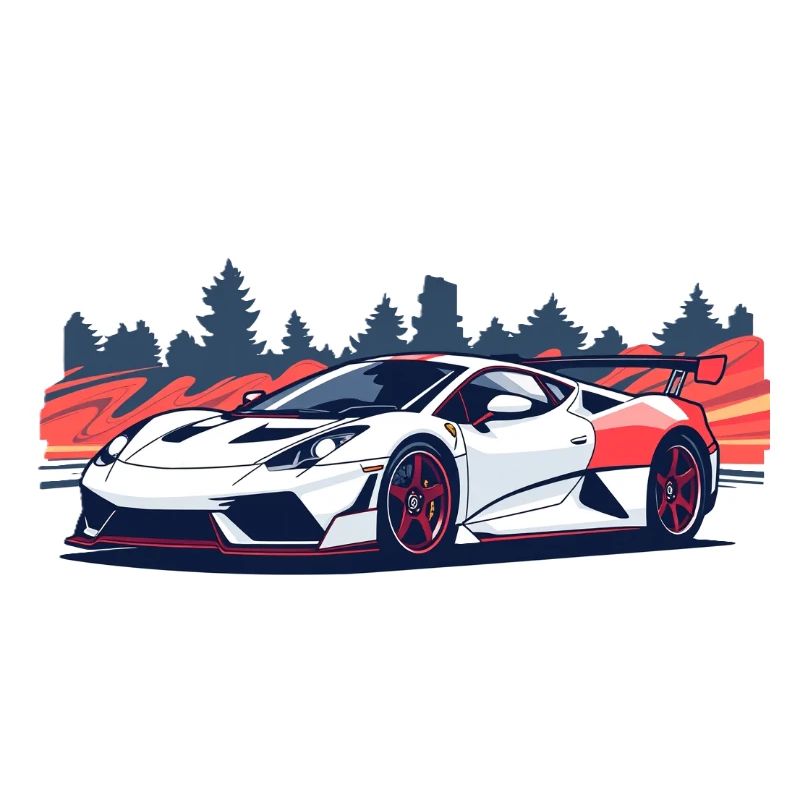 Supercar de course avec un accent rouge