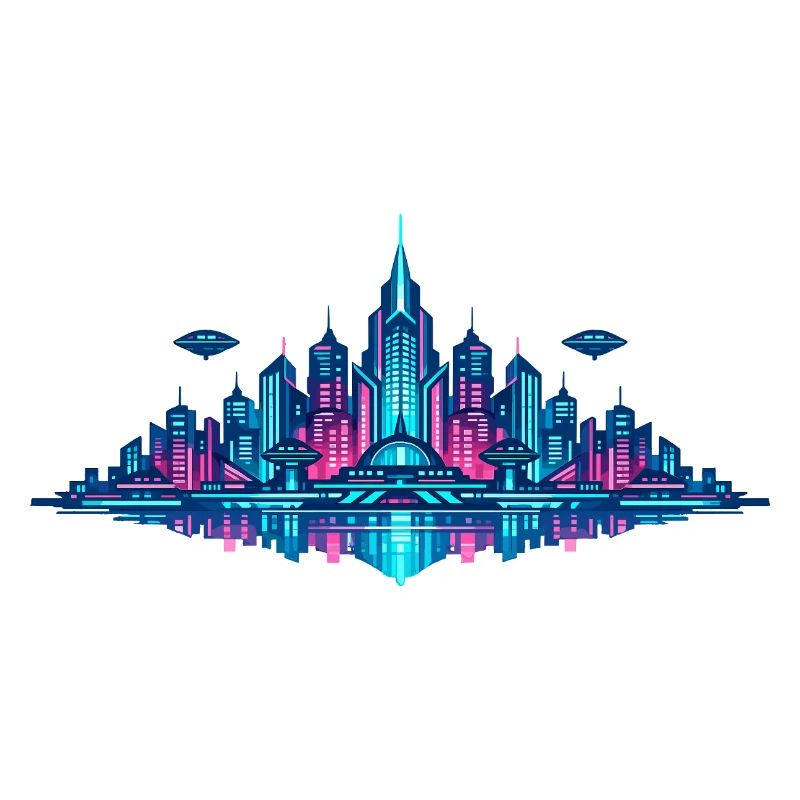 Neon City Reflection