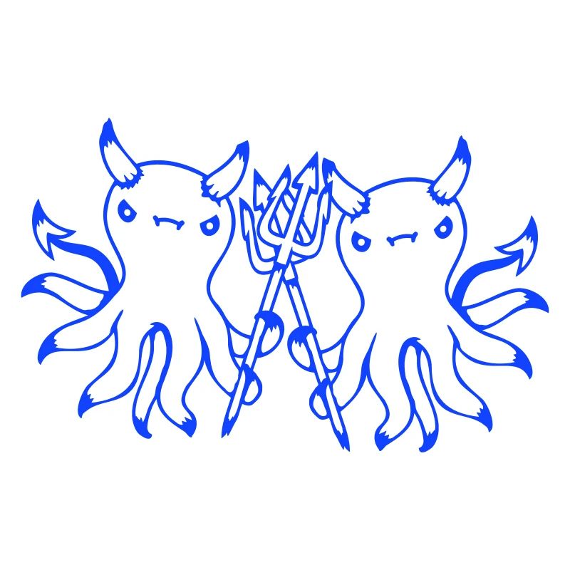 2 Octopus Devil Hell Team Friends Satan Evil Cute