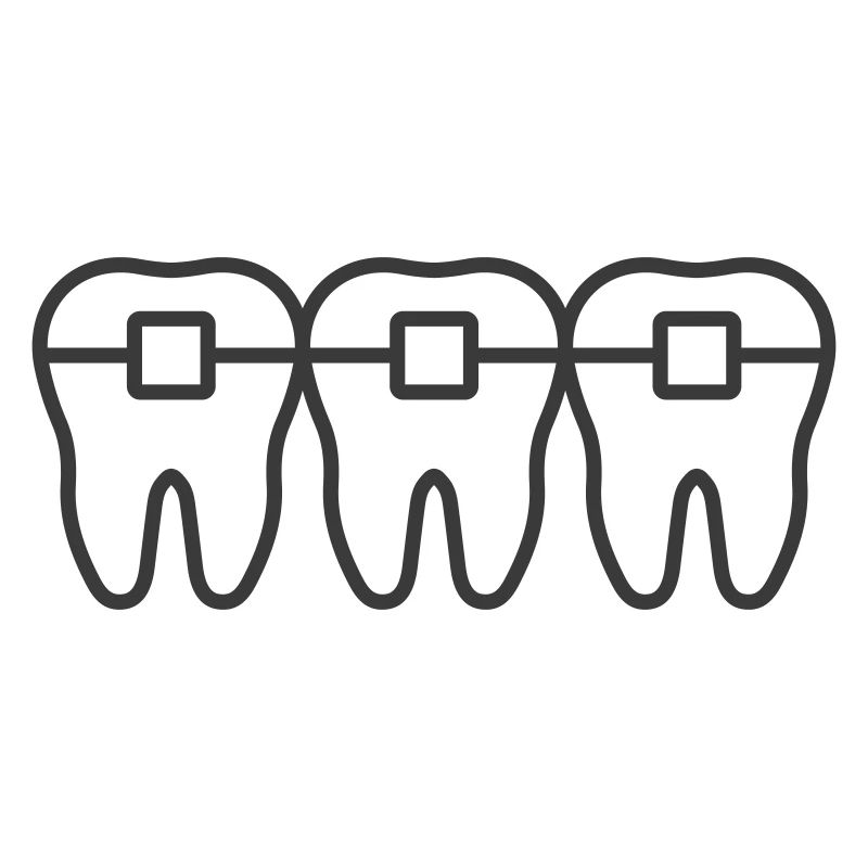 Braces Line Icon – Orthodontic Teeth Alignment Sym