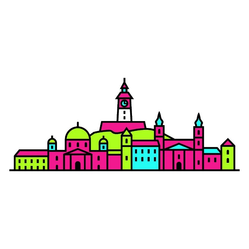 Grazer Stadtskyline Uhrturm Moderne Linienkunst