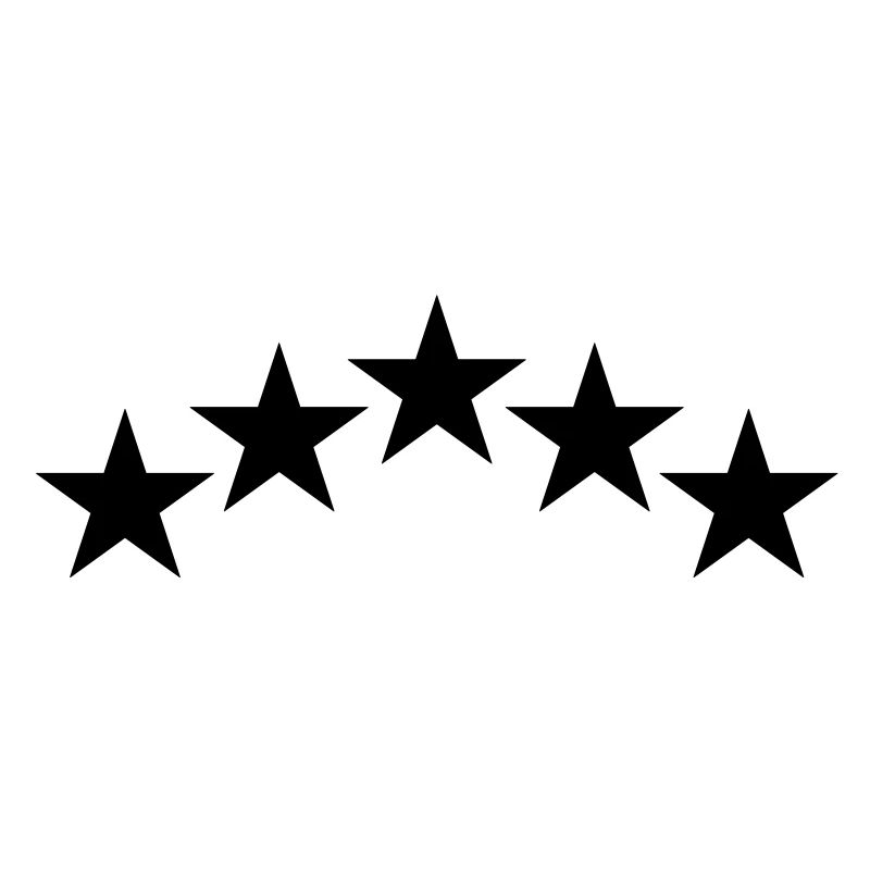 Five solid stars in a curve