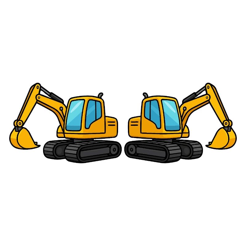 Silhouette de machine de construction double