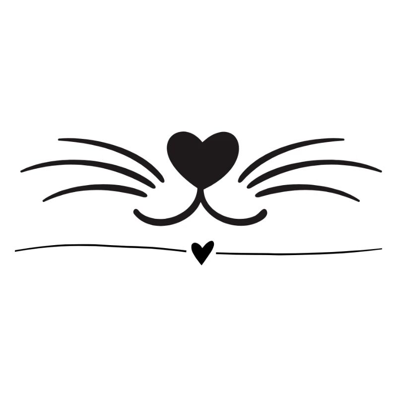 Dessin au trait de chat en forme de cœur