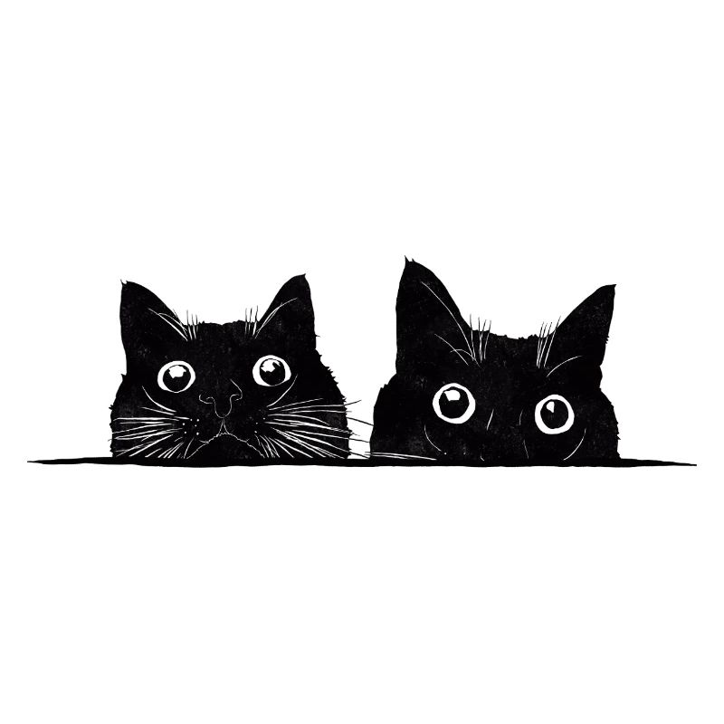 Two peeking cats black
