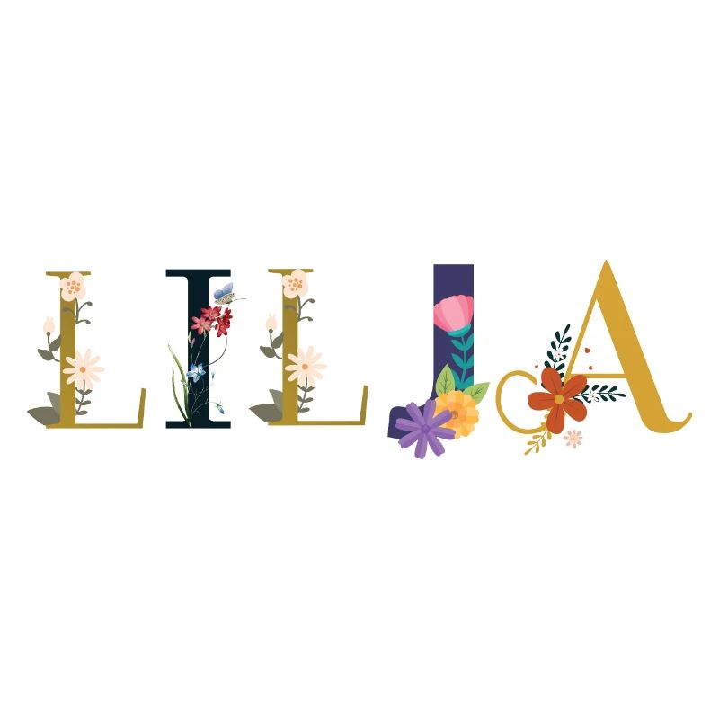 Le nom de LILJA décoré de fleurs