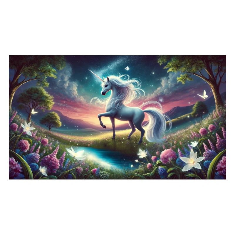 Ein mystisches Einhorn mit Aurora Boreralis