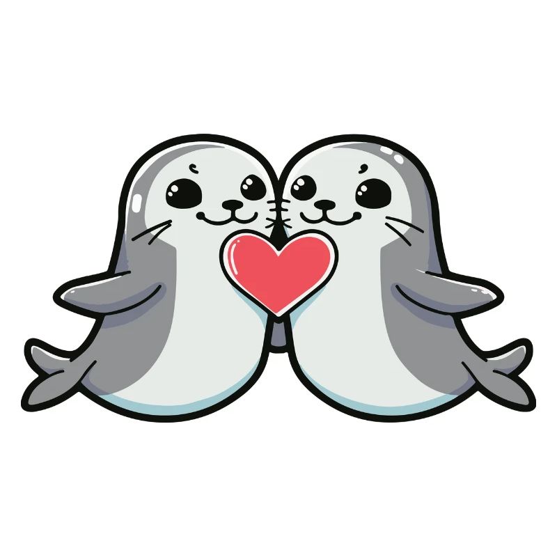 Couple de phoques Saint-Valentin