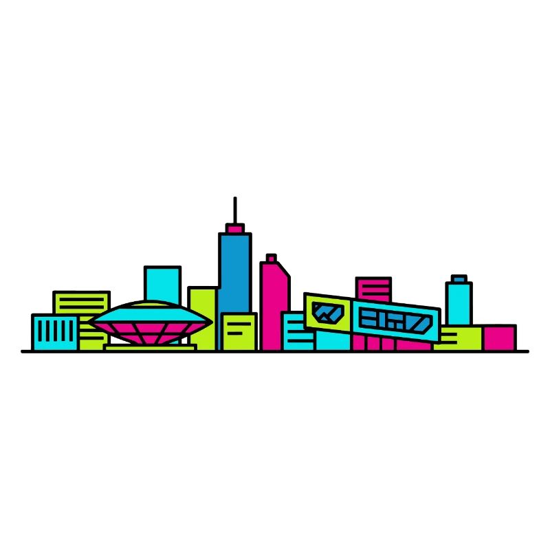 Eindhoven City Skyline Evoluon Modern Line Art