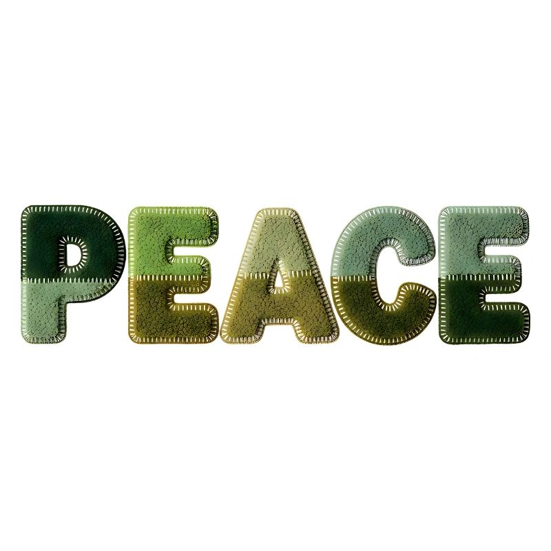 Peace Schriftzug Patchwork Look 70er Stil