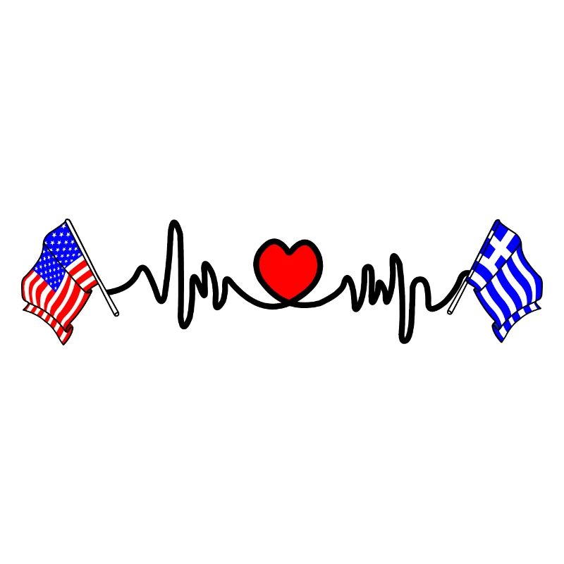Cardio coeur avec drapeau des États-Unis et drapeau de la Grèce
