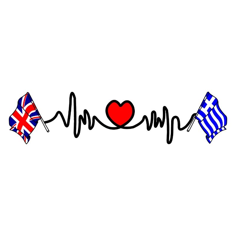 Cardio heart Drapeau Angleterre, drapeau Grèce
