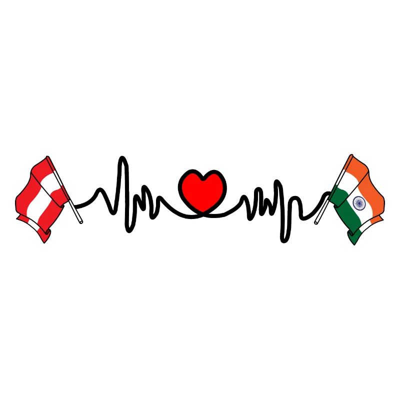 Cardio heart Drapeau Autriche, drapeau Inde