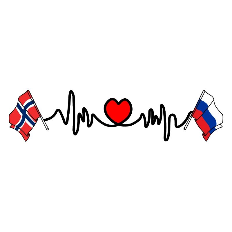 Cardio heart Drapeau Norvège, drapeau Russie