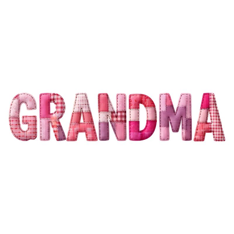 Grandmother Pink Plaid Letters Patchwork