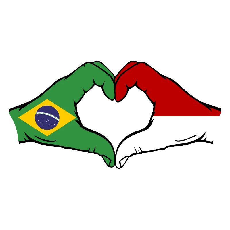 Brésil Monaco Drapeau Main Coeur Forme