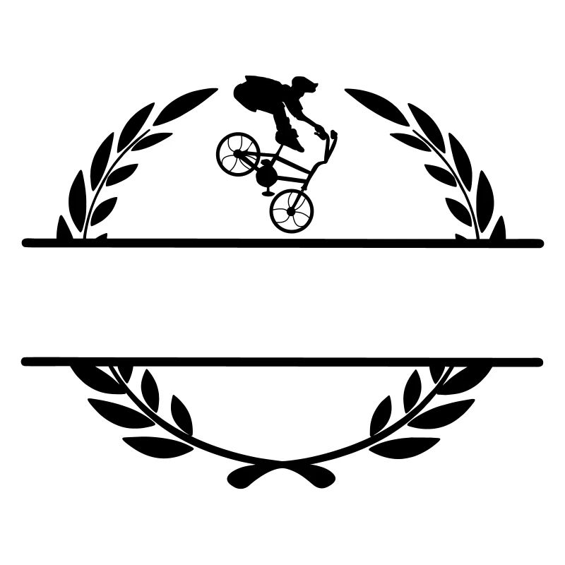 Figures à vélo en couronne de laurier