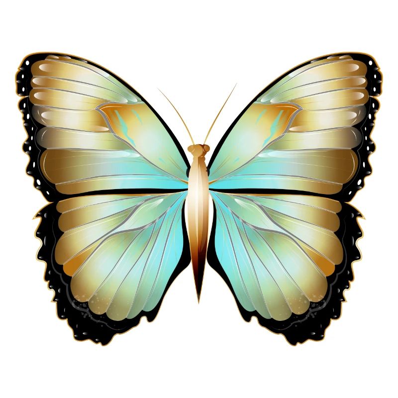 hand-drawn gold shimmering butterfly